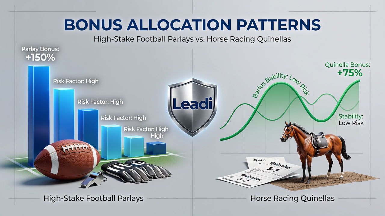 Detailed breakdown of bonus allocation metrics for high-stake parlays and quinellas across leading sites
