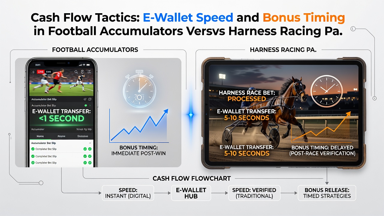 Split view of harness racing tote boards updating live payouts next to digital wallet transaction histories for racing and football bets