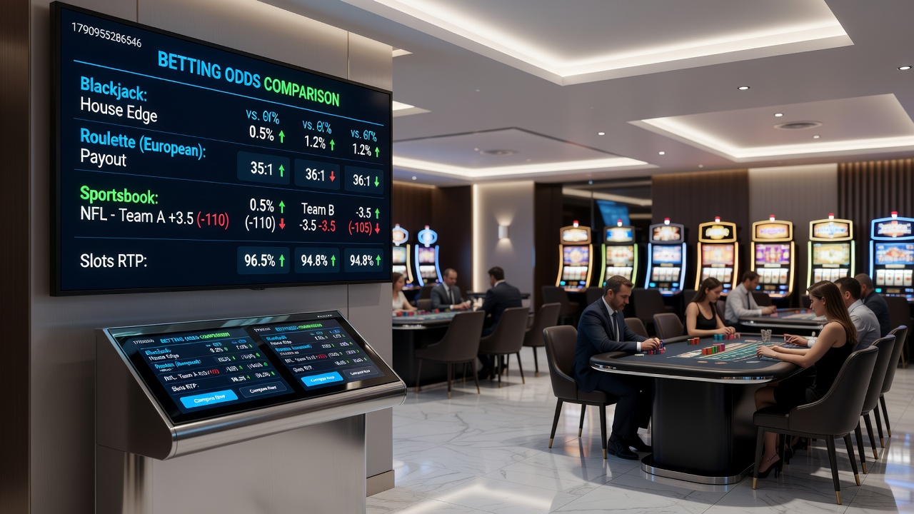 Split screen showing odds comparison charts and live betting dashboards