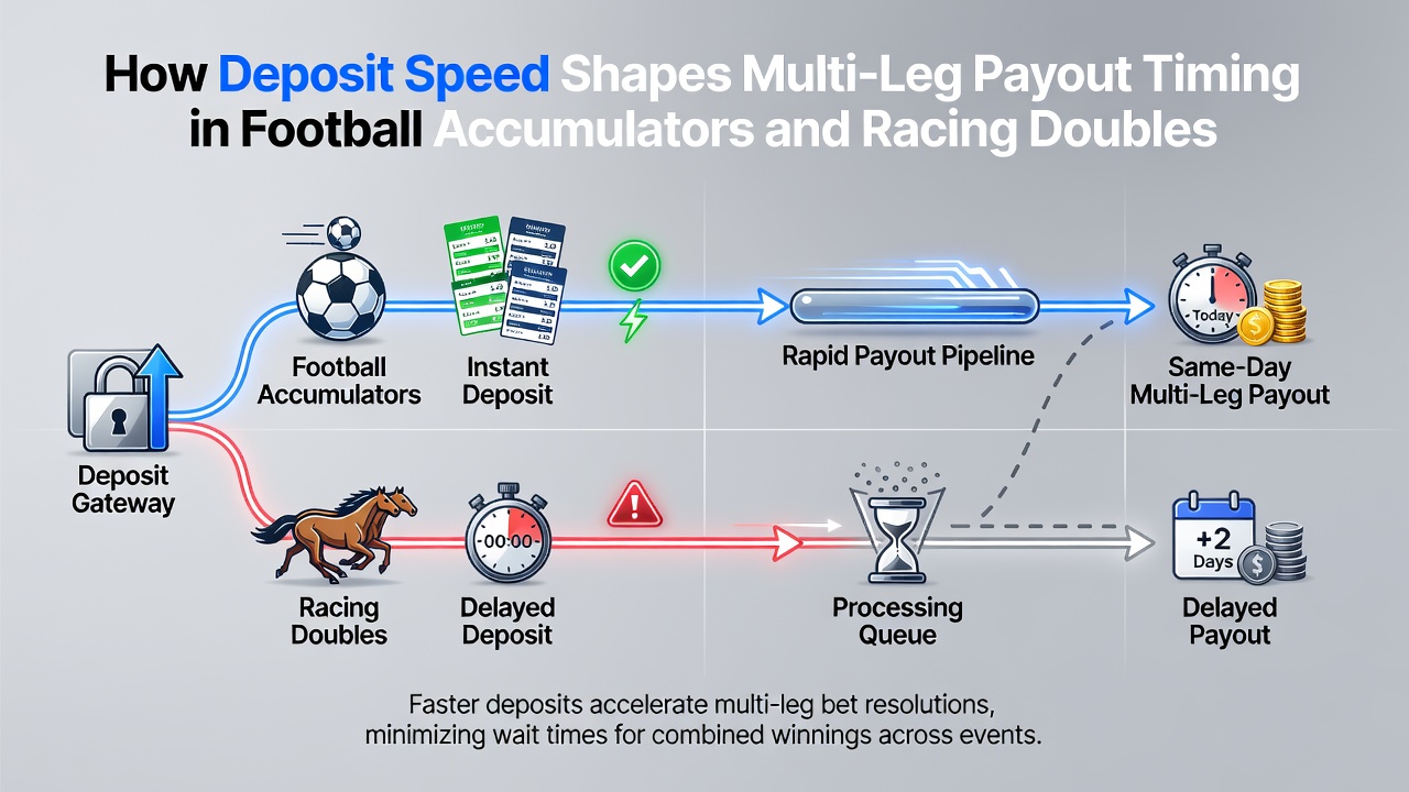 Comparison chart of payout timelines based on deposit method for multi-leg bets