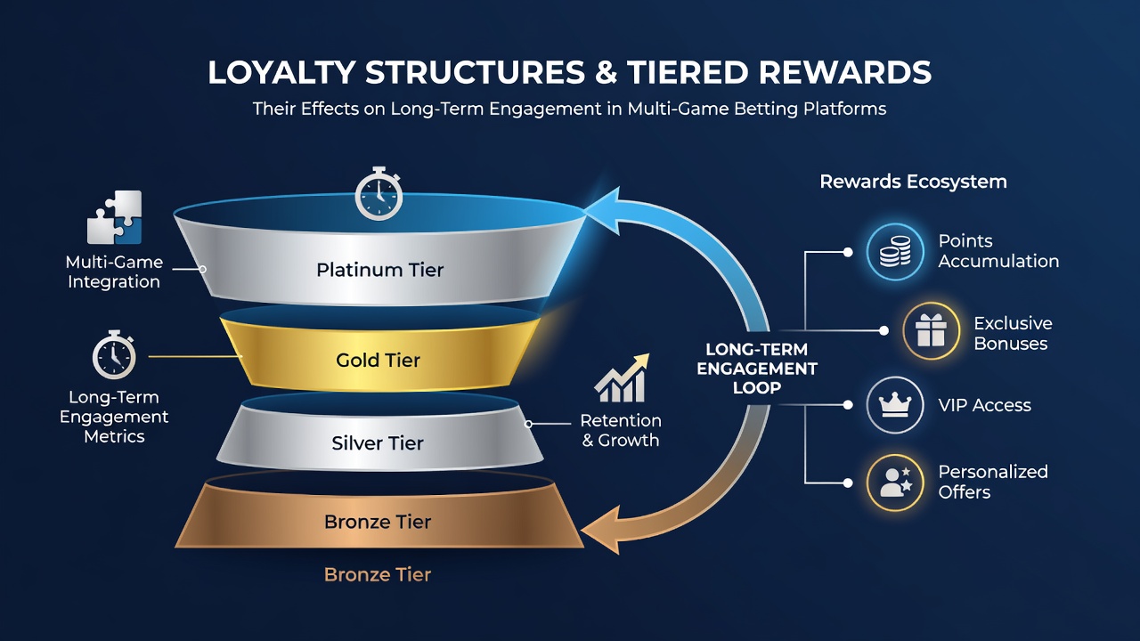 Line graph displaying user retention curves comparing portals with and without tiered loyalty programs over a 12-month period