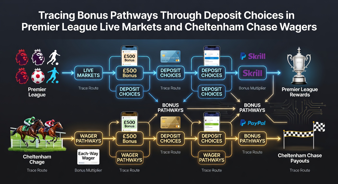Premier League live betting interface showing deposit options and bonus indicators