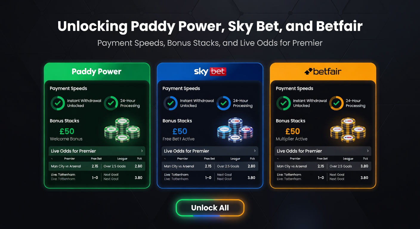 Screenshot comparison of live odds on Paddy Power, Sky Bet, and Betfair for a Premier League match and Cheltenham Gold Cup chase, showing bonus multipliers and withdrawal speed badges